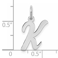 Sterling Silver Rhodium-plated Script Letter K Initial Charm view 3