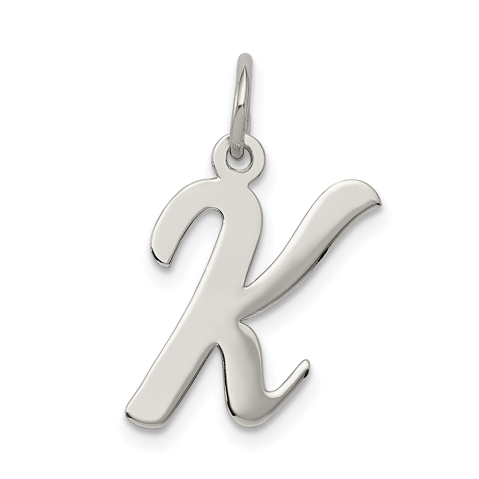 Sterling Silver Rhodium-plated Script Letter K Initial Charm (QC5082K)