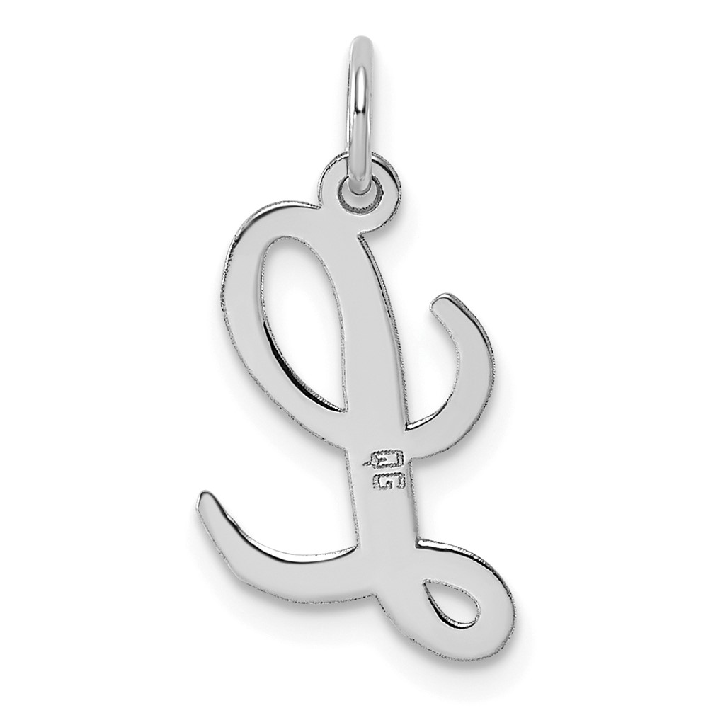 Sterling Silver Rhodium-plated Script Letter L Initial Charm (QC5082L)
