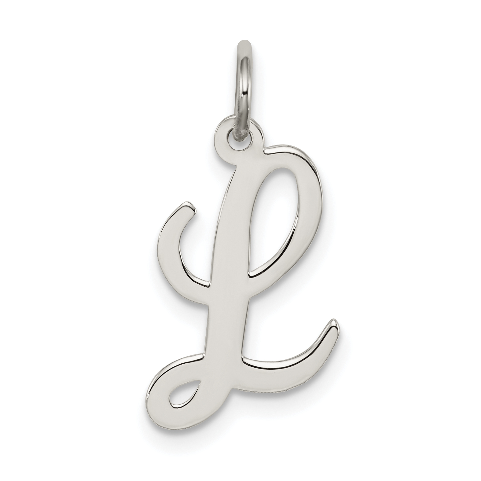 Sterling Silver Rhodium-plated Script Letter L Initial Charm (QC5082L)