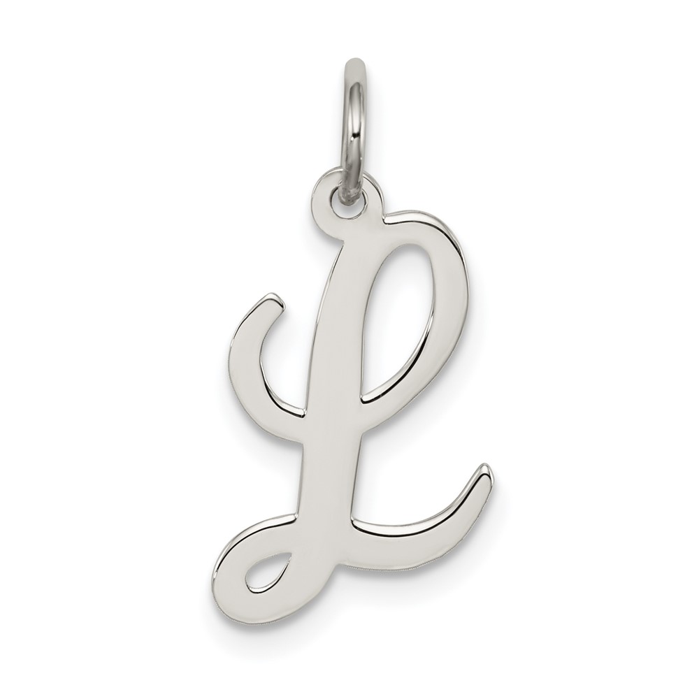 Sterling Silver Rhodium-plated Script Letter L Initial Charm (QC5082L)