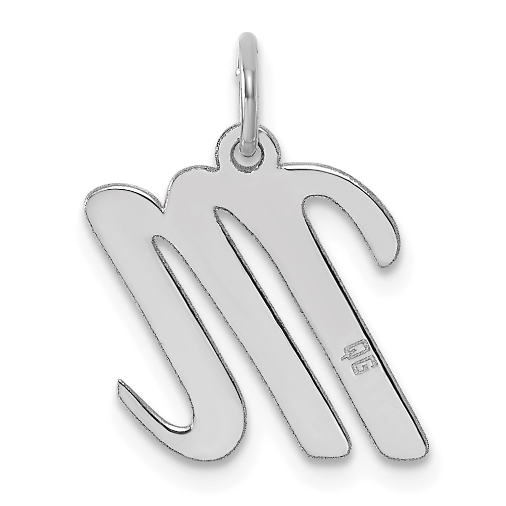 Sterling Silver Rhodium-plated Script Letter M Initial Charm (QC5082M)