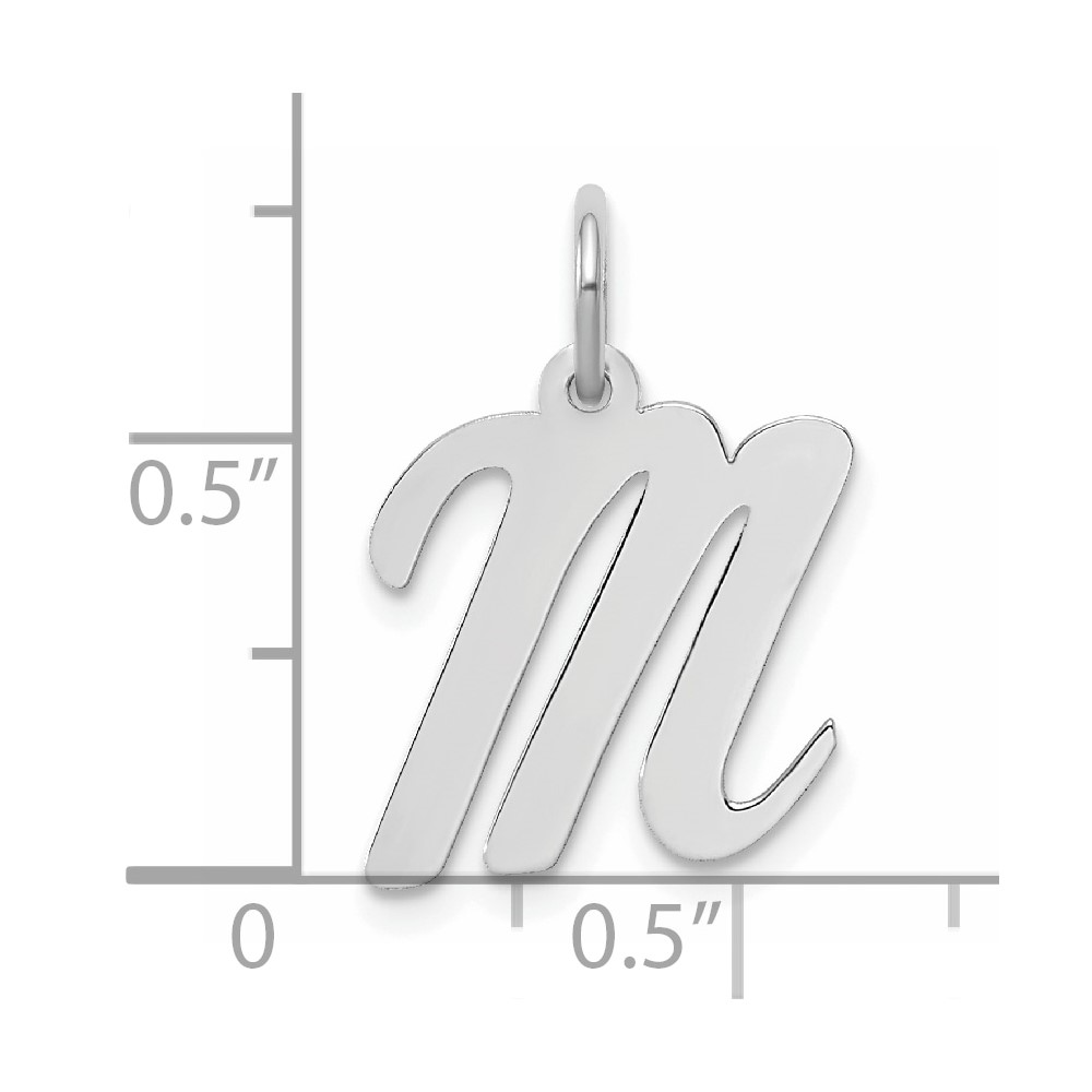 Sterling Silver Rhodium-plated Script Letter M Initial Charm (QC5082M)