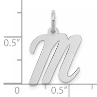 Sterling Silver Rhodium-plated Script Letter M Initial Charm view 3
