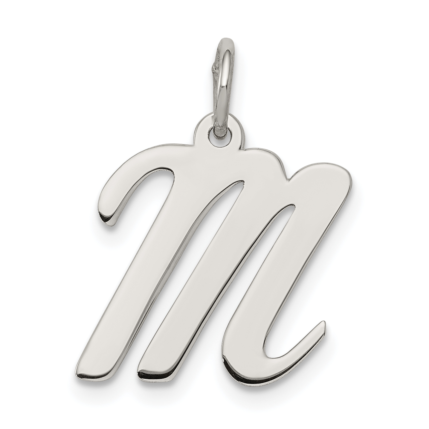 Sterling Silver Rhodium-plated Script Letter M Initial Charm (QC5082M)