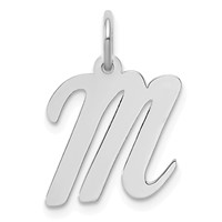 Sterling Silver Rhodium-plated Script Letter M Initial Charm view 1
