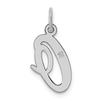 Sterling Silver Rhodium-plated Script Letter O Initial Charm view 3