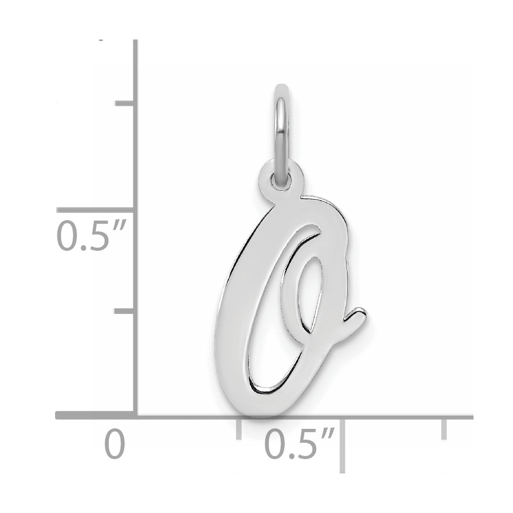 Sterling Silver Rhodium-plated Script Letter O Initial Charm (QC5082O)