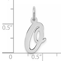 Sterling Silver Rhodium-plated Script Letter O Initial Charm view 4