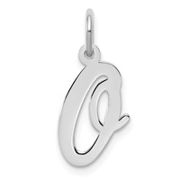 Sterling Silver Rhodium-plated Script Letter O Initial Charm view 1