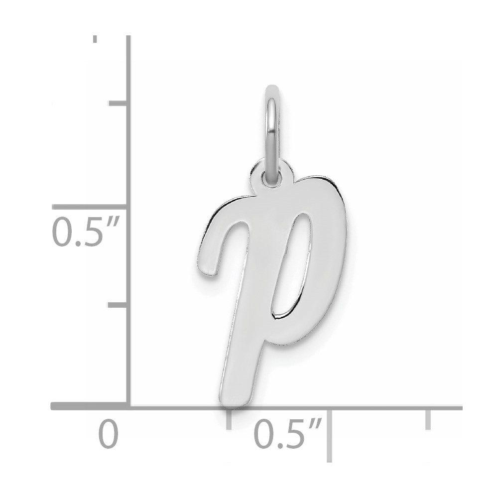 Sterling Silver Rhodium-plated Script Letter P Initial Charm (QC5082P)
