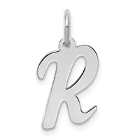 Sterling Silver Rhodium-plated Script Letter R Initial Charm view 1