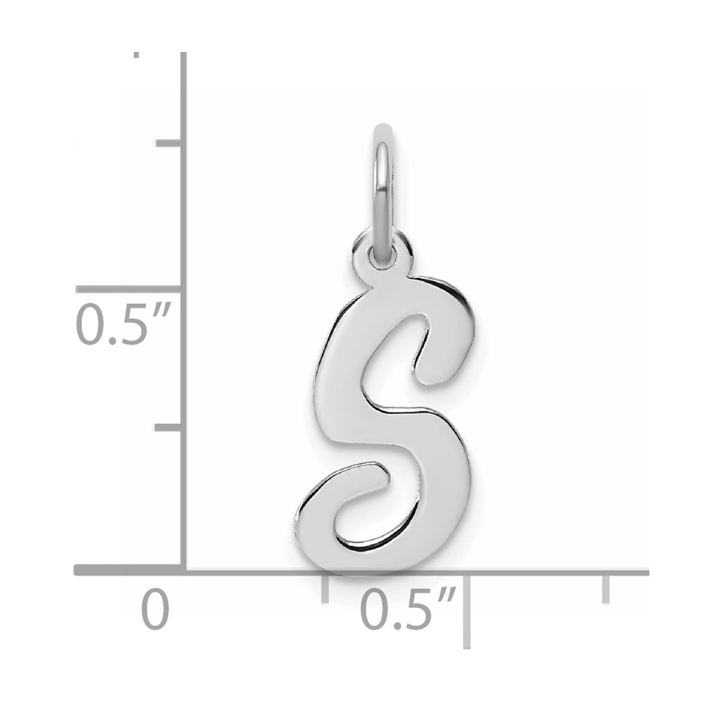 Sterling Silver Rhodium-plated Script Letter S Initial Charm (QC5082S)