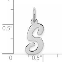 Sterling Silver Rhodium-plated Script Letter S Initial Charm view 3