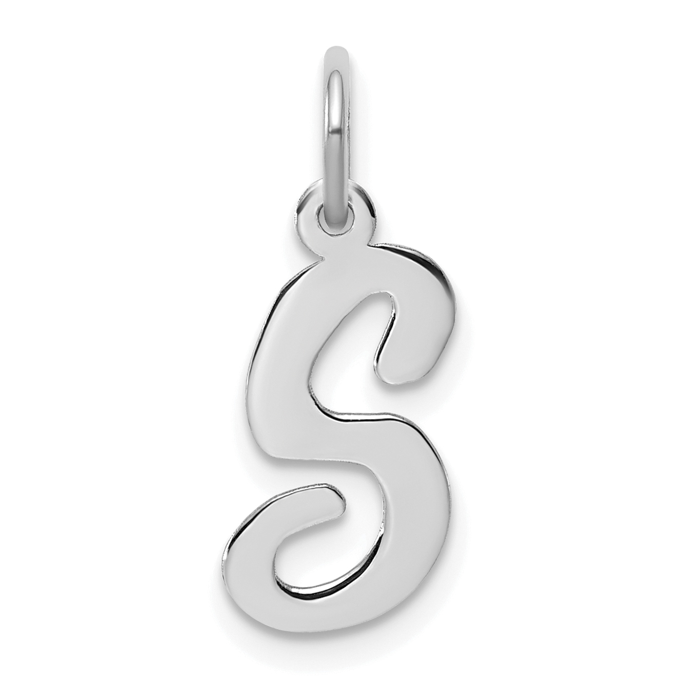 Sterling Silver Rhodium-plated Script Letter S Initial Charm (QC5082S)