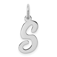 Sterling Silver Rhodium-plated Script Letter S Initial Charm view 1