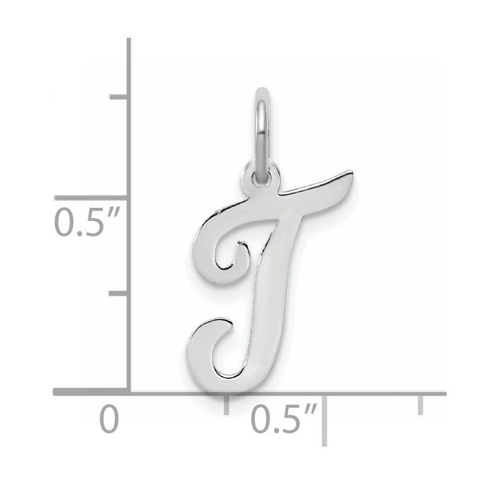 Sterling Silver Rhodium-plated Script Letter T Initial Charm (QC5082T)