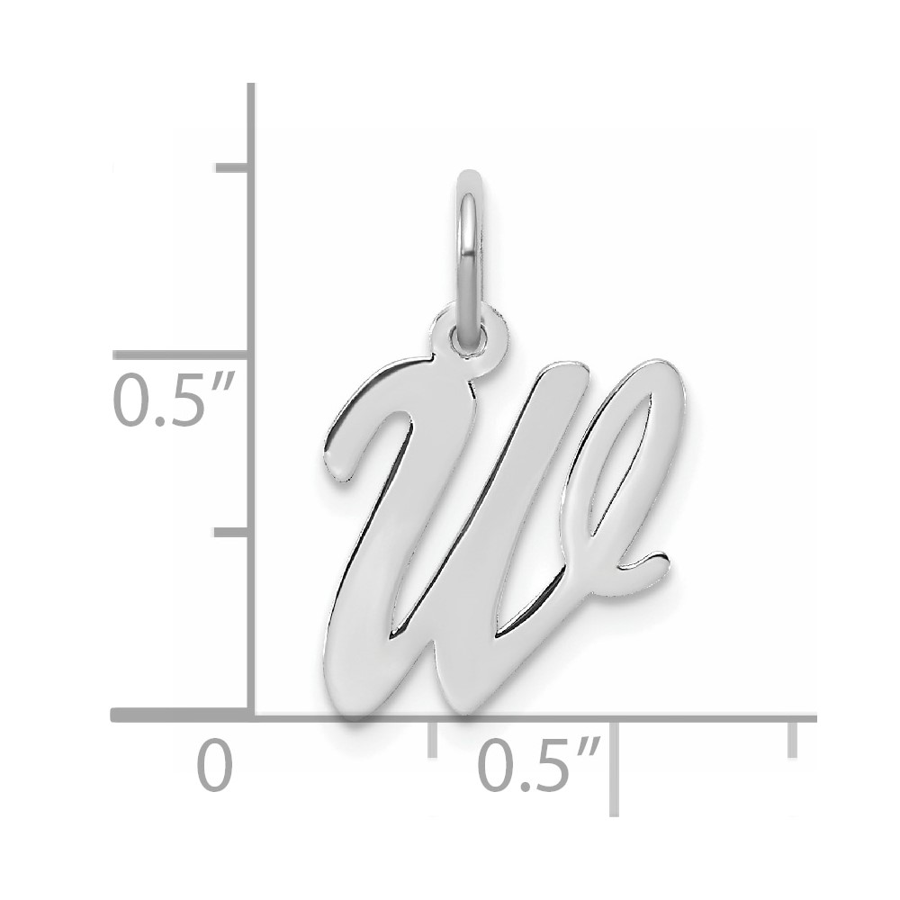 Sterling Silver Rhodium-plated Script Letter W Initial Charm (QC5082W)