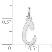 Sterling Silver Medium Slanted Block Initial C Charm view 3