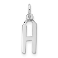 Sterling Silver Polished Medium Slanted Block Initial H Charm view 4