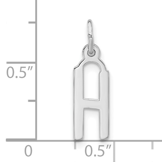 Sterling Silver Polished Medium Slanted Block Initial H Charm