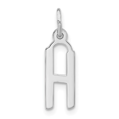 Sterling Silver Polished Medium Slanted Block Initial H Charm