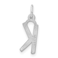 Sterling Silver Medium Slanted Block Initial K Charm view 4