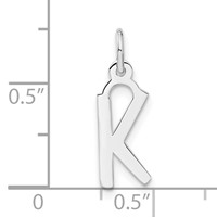 Sterling Silver Medium Slanted Block Initial K Charm view 3
