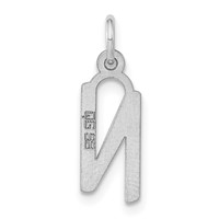 Sterling Silver Polished Medium Slanted Block Initial N Charm view 4