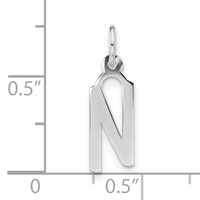 Sterling Silver Polished Medium Slanted Block Initial N Charm view 3
