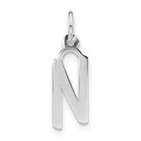 Sterling Silver Polished Medium Slanted Block Initial N Charm view 1