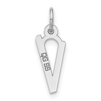 Sterling Silver Polished Medium Slanted Block Initial V Charm view 4