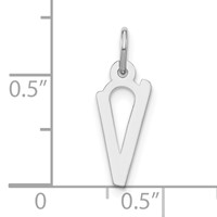 Sterling Silver Polished Medium Slanted Block Initial V Charm view 3