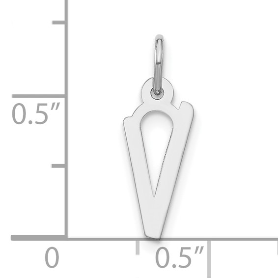 Sterling Silver Polished Medium Slanted Block Initial V Charm