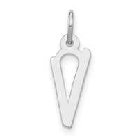 Sterling Silver Polished Medium Slanted Block Initial V Charm view 1