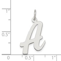 Sterling Silver Rhodium-plated Script Letter a Initial Charm view 3