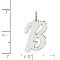 Sterling Silver Rhodium-plated Script Letter B Initial Charm view 3