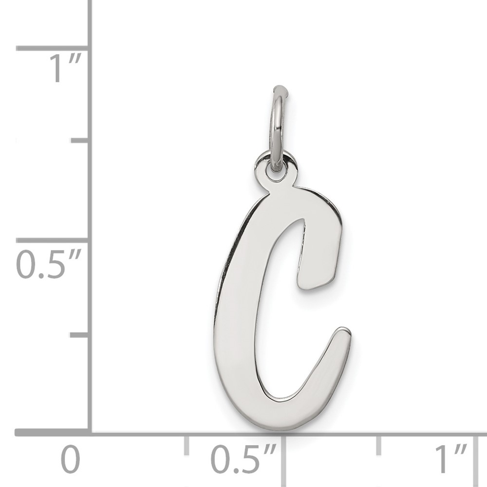 Sterling Silver Rhodium-plated Script Letter C Initial Charm (QC5084C)
