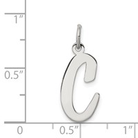 Sterling Silver Rhodium-plated Script Letter C Initial Charm view 4