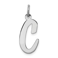 Sterling Silver Rhodium-plated Script Letter C Initial Charm view 1