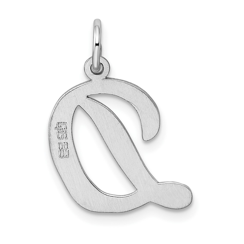 Sterling Silver Rhodium-plated Script Letter D Initial Charm (QC5084D)