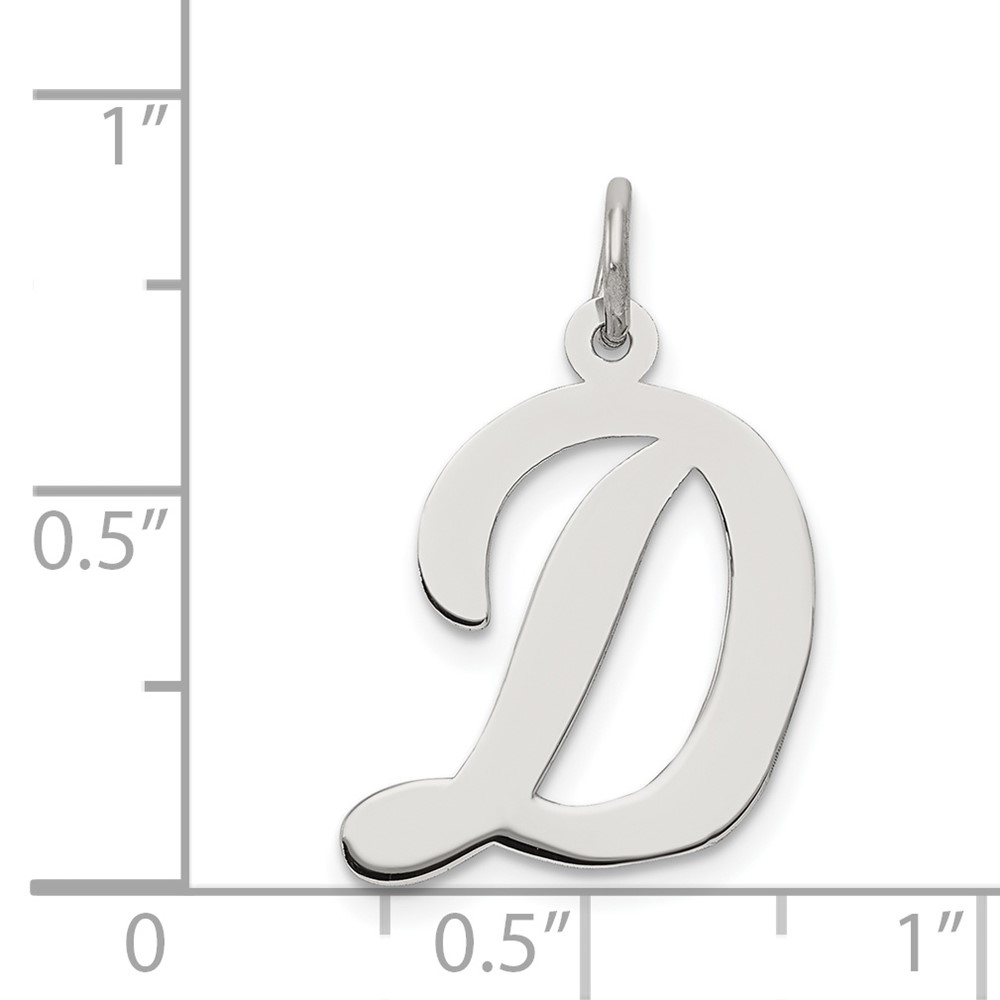 Sterling Silver Rhodium-plated Script Letter D Initial Charm (QC5084D)