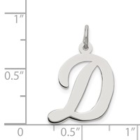 Sterling Silver Rhodium-plated Script Letter D Initial Charm view 4