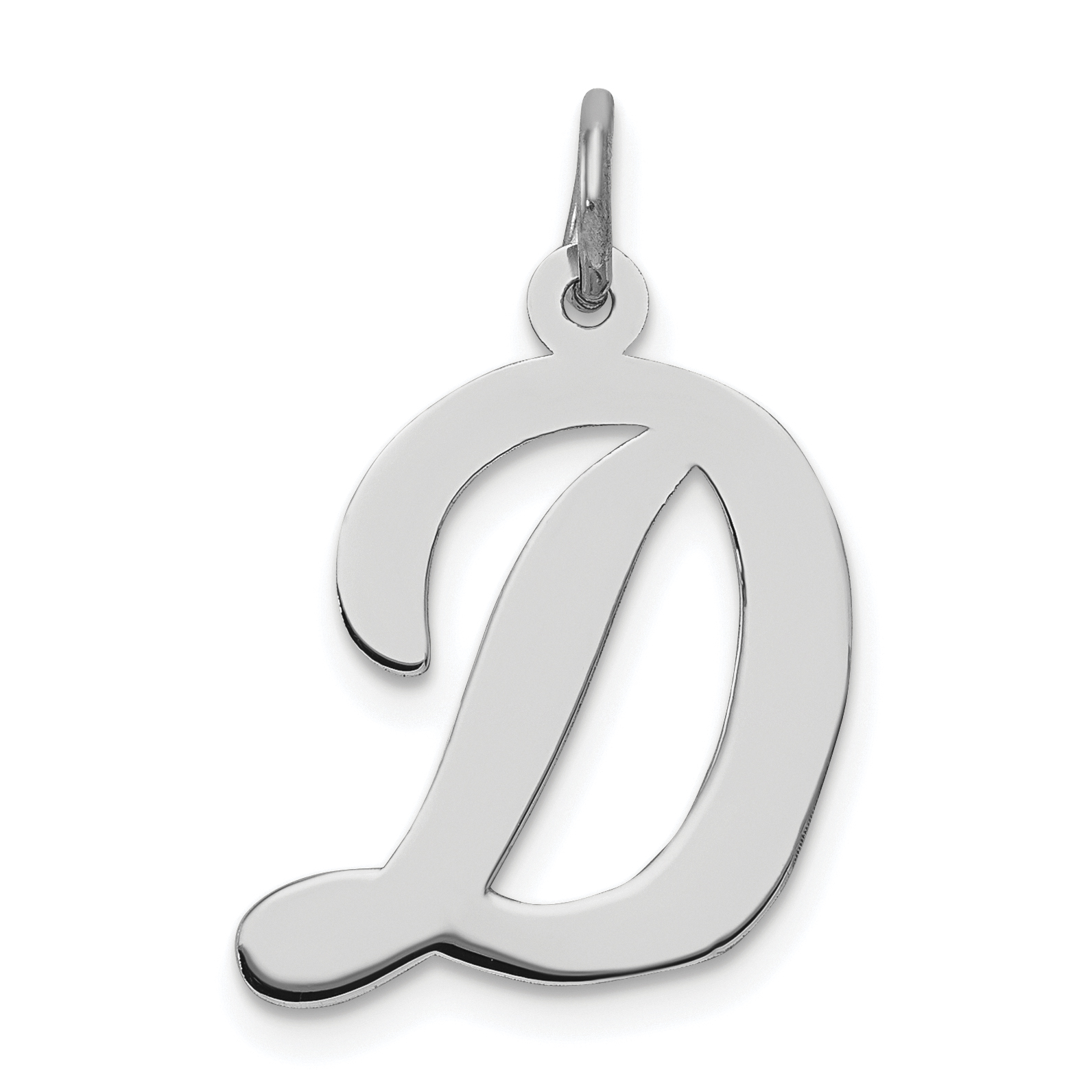 Sterling Silver Rhodium-plated Script Letter D Initial Charm (QC5084D)