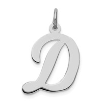 Sterling Silver Rhodium-plated Script Letter D Initial Charm view 1
