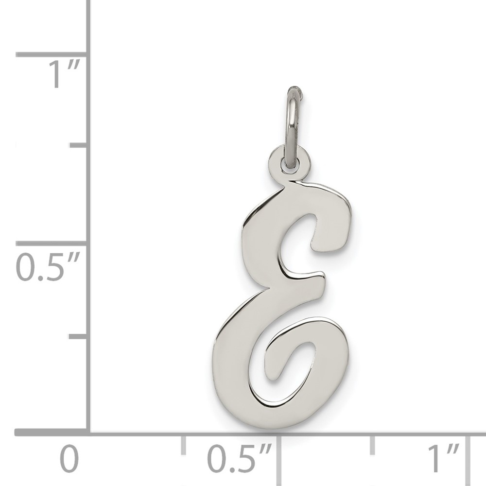 Sterling Silver Rhodium-plated Script Letter E Initial Charm (QC5084E)
