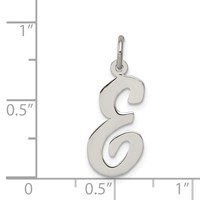 Sterling Silver Rhodium-plated Script Letter E Initial Charm view 3