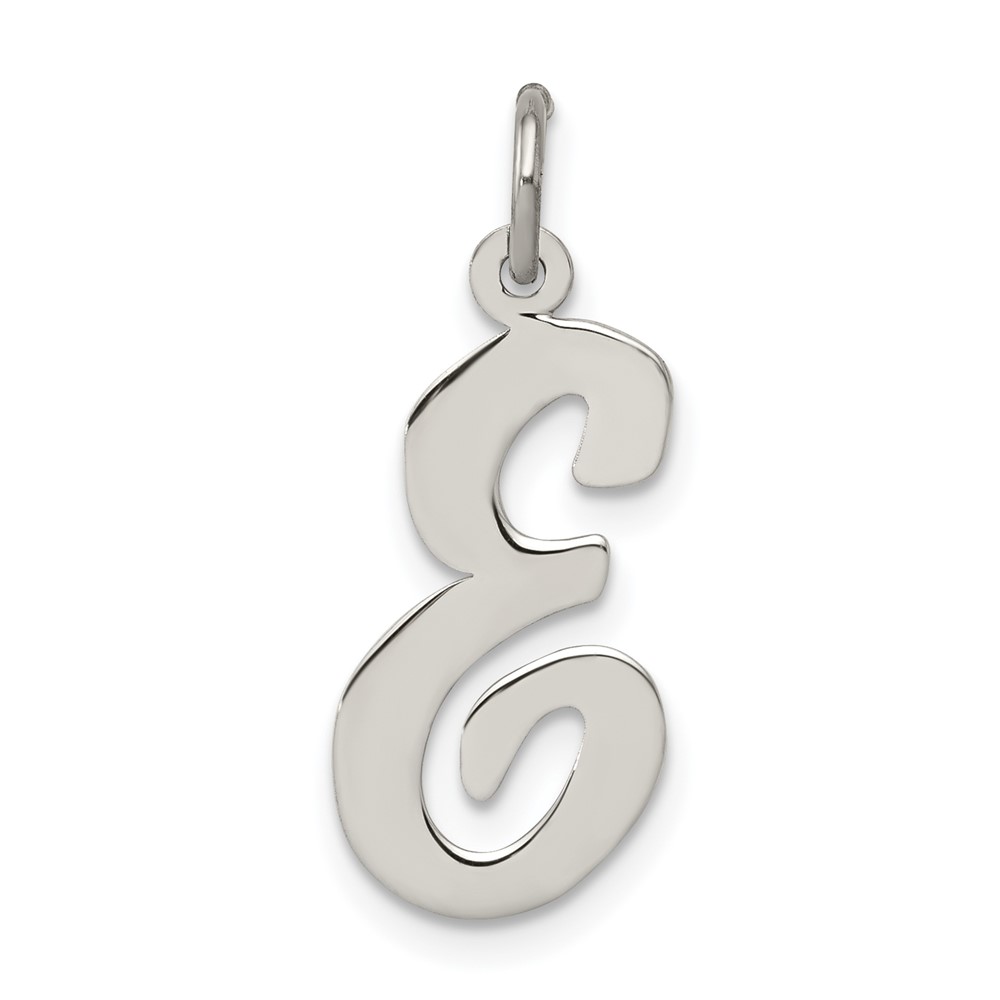 Sterling Silver Rhodium-plated Script Letter E Initial Charm (QC5084E)