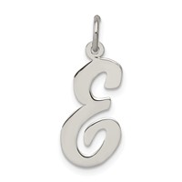 Sterling Silver Rhodium-plated Script Letter E Initial Charm view 1