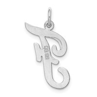 Sterling Silver Rhodium-plated Script Letter F Initial Charm view 4